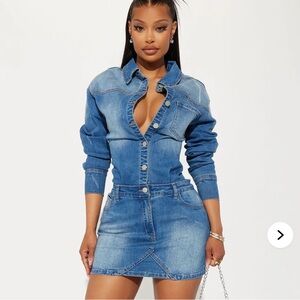 Denim, long sleeve dress, size M